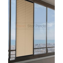 Sütlü Kahve Plise Katlanır Cam Balkon Perdesi - Ofis Perdesi - Salon Perdesi - 041 Sütlü Kahve