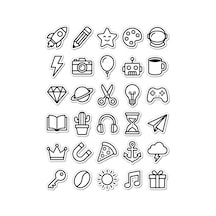 30 Adet Minimalist Pop Art İkon Sticker Seti - Laptop Telefon Defter İçin Çok Renkli