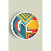 Soyut - Geometrik Temalı Modern Duvar Saati - 30cm - Önü Camlı Beyaz Kasa - Sessiz Mekanizma-jh0265 Beyaz