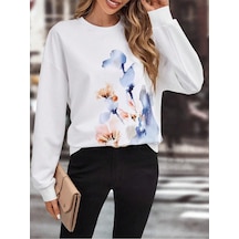 Floral Print Drop Shoulder Sweatshirt-trzksw114 Çok Renkli