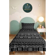 Siyah Geometrik Modern Genç Odası Tek Kişilik Pike Takımı - Etnik 160x220 Cm Kapitone Yatak Örtüsü Mistik Kahve Kıyımı