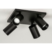 Rsylight Metal Hareketli Modern Siyah Kare 4Lü Led Spot Avize Beyaz Ampullü