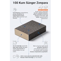 100 Kum Sünger Takoz Zımpara 100x75x25 Mm - Esnek Blok Hassas Yüzey, Leke/pas Çıkarma Ve Boya Öncesi Zımparası