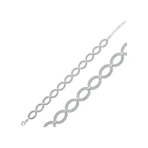 Gümüş Oval Taşlı Bayan Bileklik Gümüş - Rose Gold
