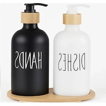 2'li Siyah Beyaz Sıvı Sabunluk Seti - 500 Ml Kapasiteli 12 Izgara