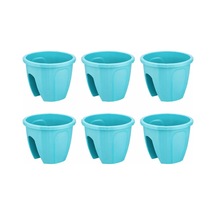 Sy-5712 Opal Yuvarlak Balkon Küpeşte Saksı 7.5 Litre Turkuaz 6 Adet