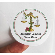 48 Adet 4 Cm Avukatlar Gününüz Kutlu Olsun Baskılı Mat Etiket Sticker -3