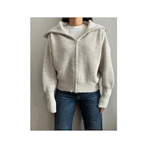 Flex Fashıon Kadın Esnek Örgü Trend Fermuarlı Dik Yaka Popüler Triko Hırka Taş Rengi - 760178304 Taş Rengi - 760178304 Taş Rengi