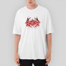 Bloodbath Logo Red Oversize Beyaz Tişört Beyaz