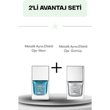 Metalik Ayna Efektli Oje Gümüş 15 Ml & Mavi 15 Ml 0