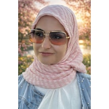 Aldaıyr Adet - Jakarlı Caz Eşarp 120 X120 Pamuk Acık Pembe