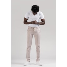 Ecer Slimfit Beli Yarım Lastikli Ve İplikli Gofre Kumaş Yazlık Jogger Pantolon 001