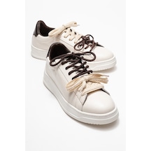 Luvishoes Luvi Shoes Warron Ekru Kahverengi Hakiki Deri Kadın Sneakers Ekru - Kahverengi