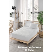 Mona Verde Sessiz Pamuklu Alez Yatak Koruyucu Kapitoneli Fitted Tek Çift Kişilik Bebek Alezi MNVPFK00 Beyaz