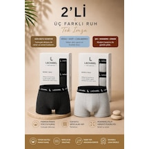 7 For All Mankind Erkek Likralı Pamuklu Nefes Alan Penye Boxer 2'li Paket - Füme & Gri Çok Renkli