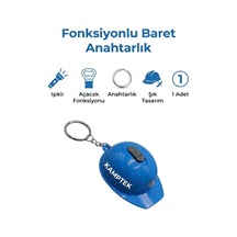 Baret Tasarım Anahtarlık Açacak Fonksiyonlu Işıklı Tasarım Anahtarlık Baret Mavi Mavi