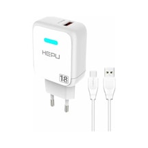 Hepu Hp-618 18w 3a Hızlı Şarj Adaptörü Qualcomm Quick Charge + Type-c Kablo Dahil