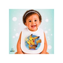 Pikachu Keten Bebek Mama Önlüğü Yumuşak - Emici - Yıkanabilir - Özel Tasarım P156 Çok Renkli