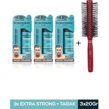 Fontenay Saç Şekillendirici Pudra Toz Wax Mat Effect Mavı 20gr X3 + 1016 Tarak'ı 4'lü Set