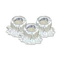 Mumluk Şamdan 3 Adet Tealight Uyumlu Üçlü Küçük Erimiş Mum Model - Gümüş
