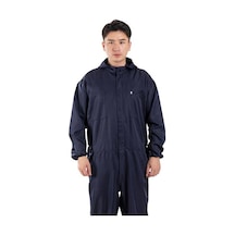 Lacivert Fermuar Kapatma Polyester Büyük Su Geçirmez Araba Tamir Atölyesi Erkek Tulum Şapka Tek Parça Romper L