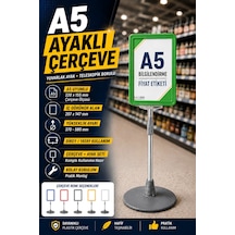 A5 Ayaklı Menü Ve Fiyat Bilgi Standı Yuvarlak Tabanlı Teleskopik Çerçeve Etiketlik Yeşil