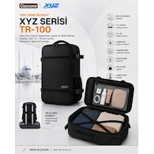 Classone Xyz Serisi Tr-100 Kabin Boy ,uçak İçi , Ergonomik, Laptop Ve Tablet Bölmeli, Seyahat, Valiz, 15 -18 İnch Uyumlu Notebook, Laptop Sırt Çantası Siyah
