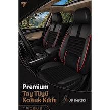Renault Fluence 2010+ Uyumlu Apex Serisi Tay Tüyü Bel Destekli Siyah Kırmızı Koltuk Kılıfı