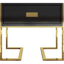 Barbara Gold Metal Siyah Yan Sehpa