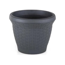 Omnipazar So-hs04 Plastik Hasır Desenli Dekoratif Saksı 15 Litre No 4 Antrasit 116