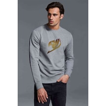 Anime Fairy Tail Glass Guild Emblem Baskılı Gri Erkek Sweatshirt (534644113)