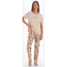 Eros 33560 Kısa Kol Kadın Pijama Takımı Bej