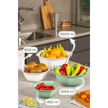 Vienev 4lü Altıgen Kase Seti Beyaz-yeşil