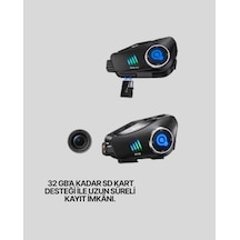 Hnrlıshp Q28 Bluetooth Kask Kulaklık 1080p Kamera Su Geçirmez Motosiklet Interkom