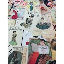 Vogue Eski Dergi Kapakları Desenli Dijital Kumaş