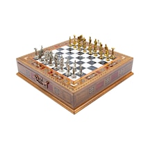 Saklamalı - 822 - Satranç Roma Oymalı Sc38s - 32cm, Siyah Tahta - Concepta - - Sc32s