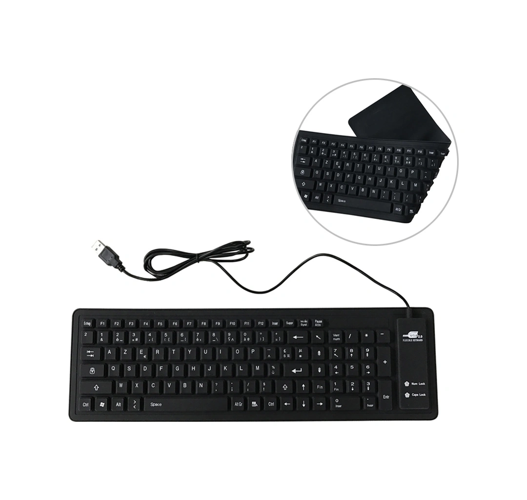 Sones 103 Tuşlu Fransız Usb Kablolu Silikon Su Geçirmez Klavye Masaüstü Dizüstü Bilgisayar Klavyesi, Kablo Uzunluğu: 1,5 M