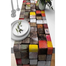 Çok Renkli Modern Desenli Premium Masa Örtüsü Runner Rnr076n11