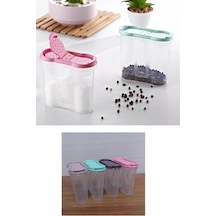 Plastik Kapaklı Majör Baharatlık Baharat Saklama Kutusu Kabı Pembe