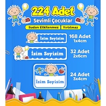 Sevimli Çocuklar Temalı Okul Kreş Kişiye Özel İsim Etiketi - Model 613 Çok Renkli