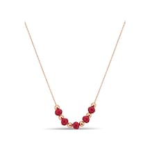Kırmızı Kristal Taşlı Toplu Gümüş Kolye - 23169902 Rose Gold
