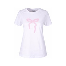 Trender Kurdele O Yaka Relaxed Fit Beyaz Kadın T-shirt 26ydt1000015