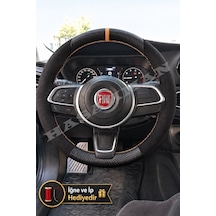 Fiat Egea Cross Dikme Direksiyon Kılıfı Alcantara Süet Mat Karbon Taba Yüzük Ve Dikiş 2021-2026 Siyah