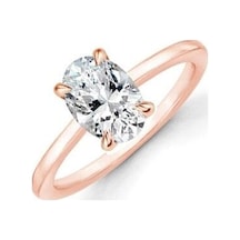 14k Rose Altın Oval Tektaş Yüzük