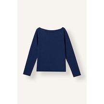 Defacto Slim Fit Büyük Yaka Reglan Uzun Kollu Basic Tişört Kız Çocuk I8377a826aunv42 Lacivert-nv42