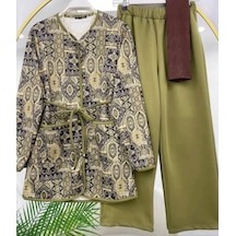 Lovie Moda Kadın Etnik Desenli Pantolonlu Takım Haki Lovie Moda Kadın Etnik Desenli Pantolonlu Takım Haki