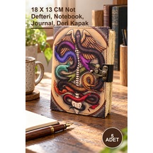 Arı 5 Adet Deri Defter 18 X 13 Cm Not Defteri, Notebook, Journal, Deri Kapak Sarı