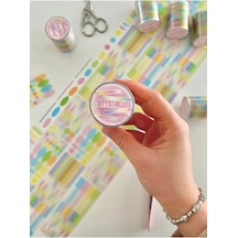 Tr Pastel Renkli Yuvarlak Ve Çizgi Desenli 2m 570adet Tek Tek Çıkartma Sticker Washi Etiket 1