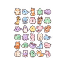 30 Adet Pastel Hayvan Sticker Seti - Laptop Defter Ajanda İçin Çok Renkli