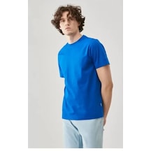 Modi Green Unisex Günlük Stil İndigo Mavi Pamuklu Basic Bisiklet Yaka T 2XL